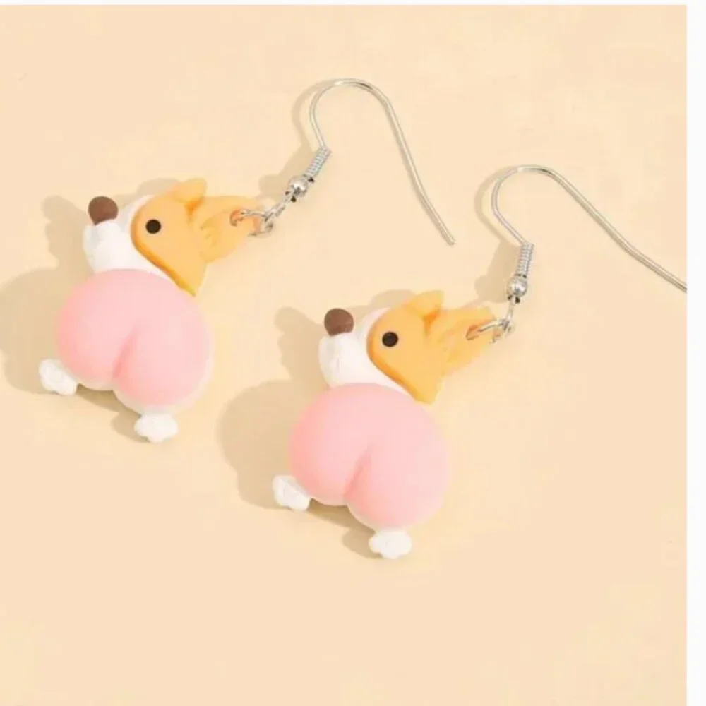 ⭐️❤️ FREE Corgi Dog Animal Puppy Butt Booty Funny Hipster Pop Art Chic Earrings